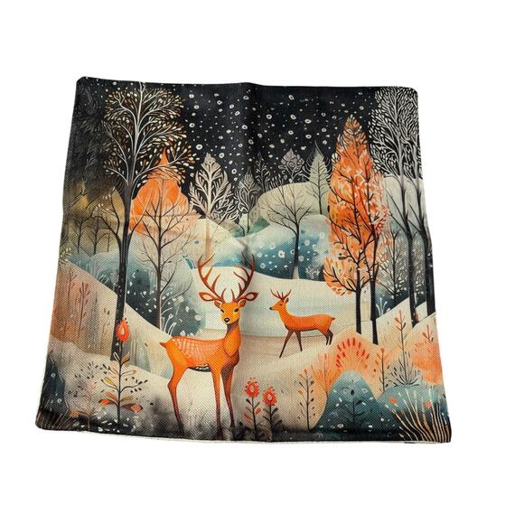 NWT New Winter Wonderland Deer‎ Holiday 4 Piece Set 100% Linen Pillowcase Covers - Picture 4 of 5